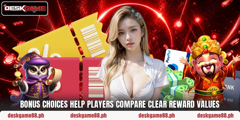 Bonus choices help players compare clear reward values