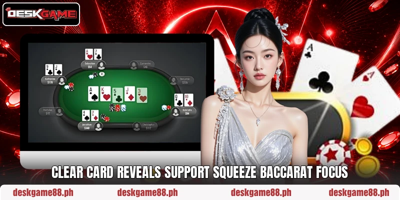 Clear card reveals support squeeze baccarat focus