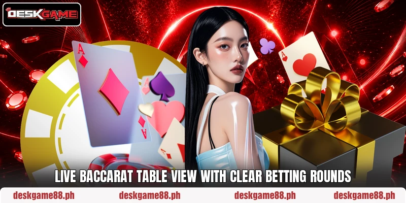 Live Baccarat table view with clear betting rounds