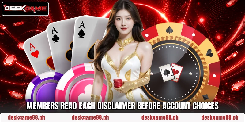Members read each disclaimer before account choices Members read each disclaimer before account choices
