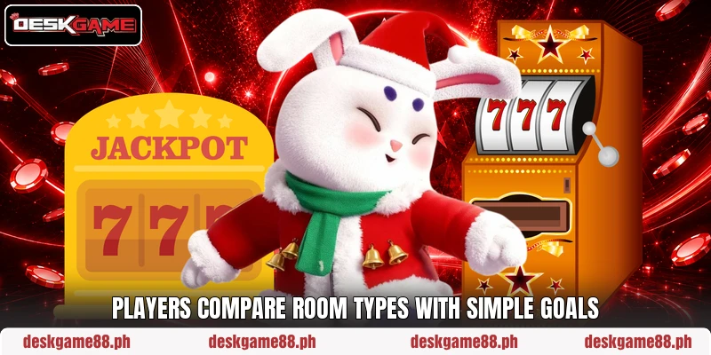 Players compare room types with simple goals Players compare room types with simple goals