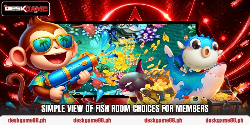 Simple view of fish room choices for members